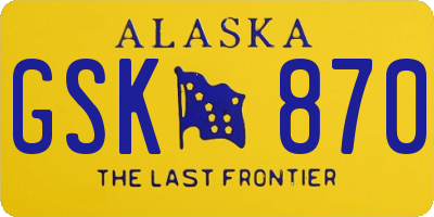 AK license plate GSK870