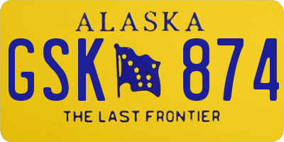 AK license plate GSK874