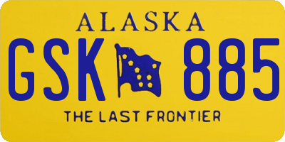 AK license plate GSK885