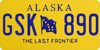 AK license plate GSK890