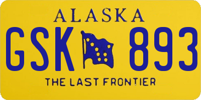 AK license plate GSK893