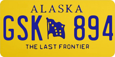 AK license plate GSK894