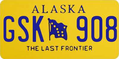 AK license plate GSK908