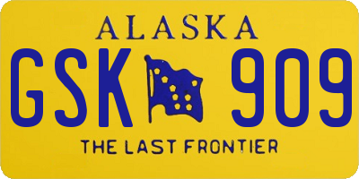 AK license plate GSK909