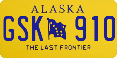 AK license plate GSK910