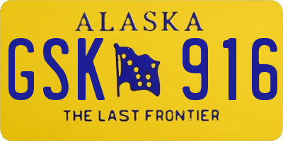 AK license plate GSK916