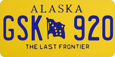 AK license plate GSK920