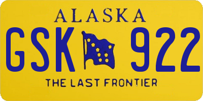 AK license plate GSK922