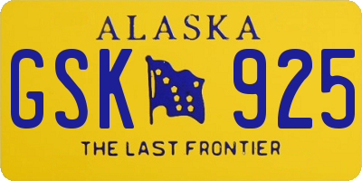 AK license plate GSK925