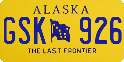 AK license plate GSK926