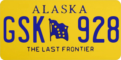 AK license plate GSK928