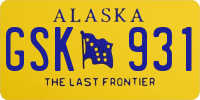 AK license plate GSK931