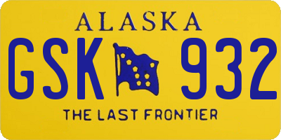 AK license plate GSK932