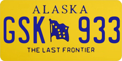 AK license plate GSK933