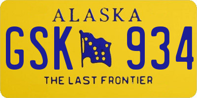 AK license plate GSK934