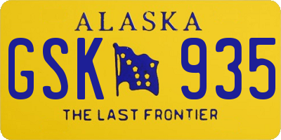 AK license plate GSK935