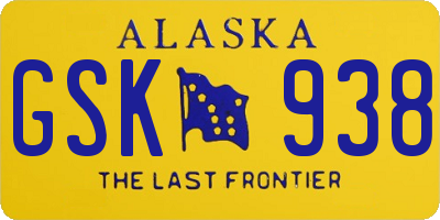 AK license plate GSK938