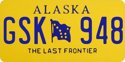 AK license plate GSK948