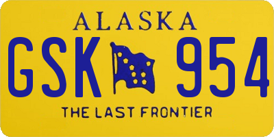 AK license plate GSK954