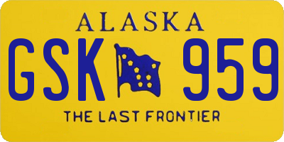 AK license plate GSK959