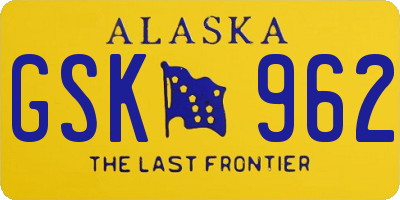 AK license plate GSK962