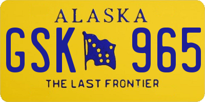 AK license plate GSK965