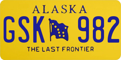 AK license plate GSK982