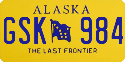 AK license plate GSK984