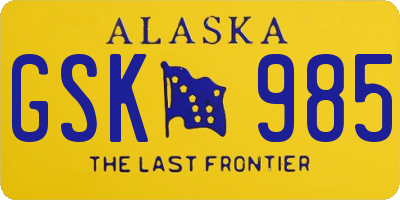 AK license plate GSK985