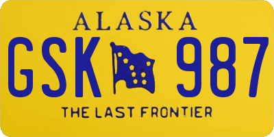 AK license plate GSK987