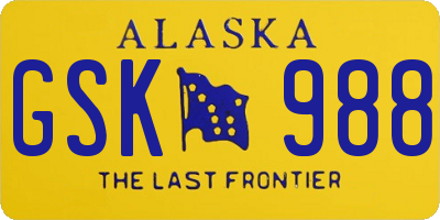 AK license plate GSK988