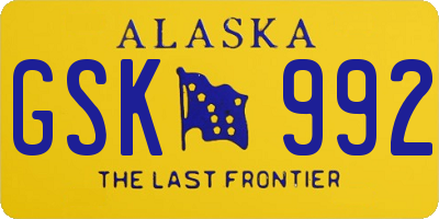 AK license plate GSK992