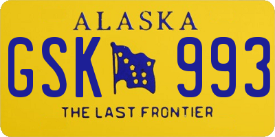 AK license plate GSK993