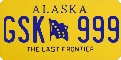 AK license plate GSK999