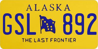 AK license plate GSL892