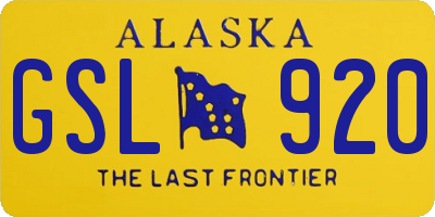 AK license plate GSL920