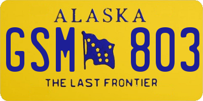 AK license plate GSM803