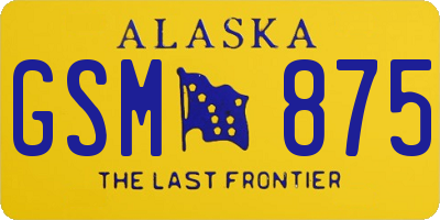 AK license plate GSM875