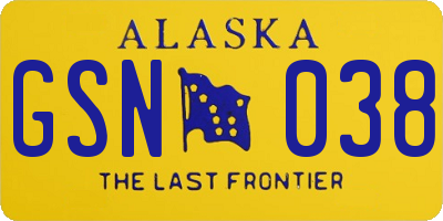 AK license plate GSN038