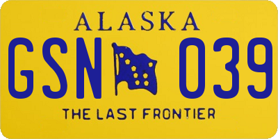 AK license plate GSN039