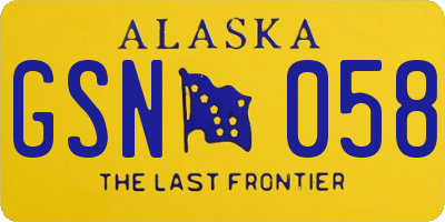 AK license plate GSN058