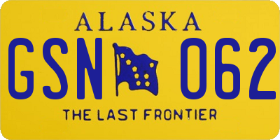 AK license plate GSN062