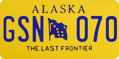 AK license plate GSN070