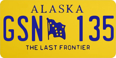 AK license plate GSN135