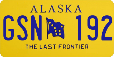 AK license plate GSN192