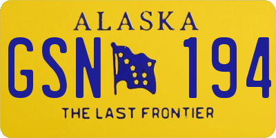 AK license plate GSN194