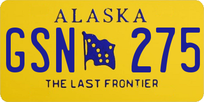 AK license plate GSN275