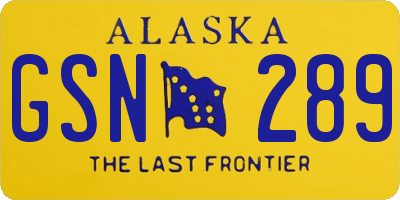 AK license plate GSN289