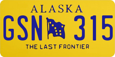 AK license plate GSN315