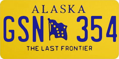 AK license plate GSN354